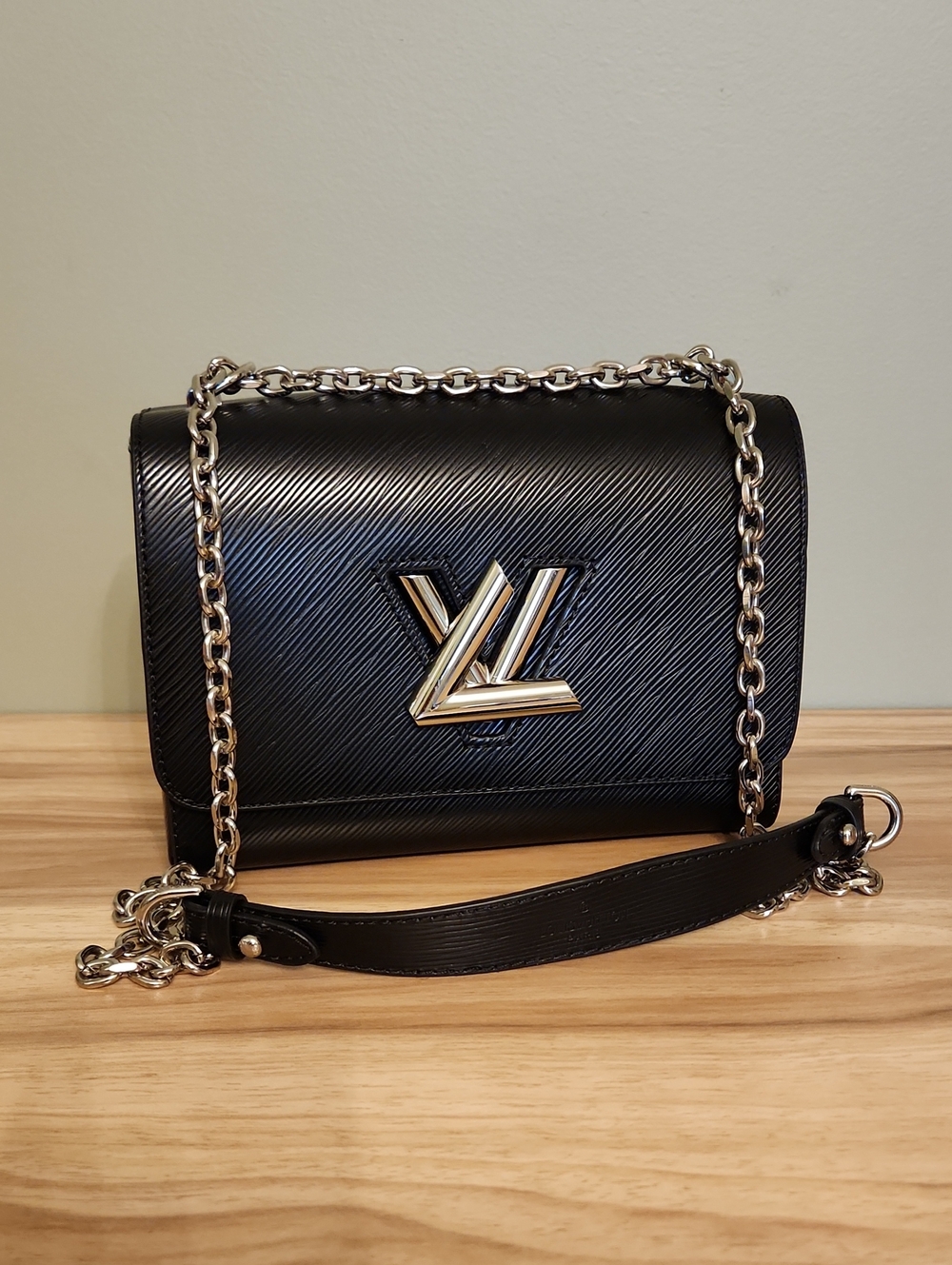 Black Chain Shoulder Bag with Silver Hardware